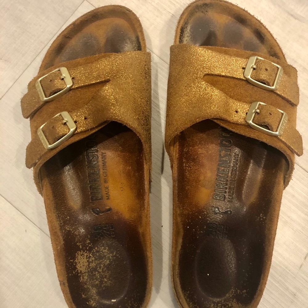 Birkenstock Suede Caramel/Gold Size 8 US / 38 EUR
